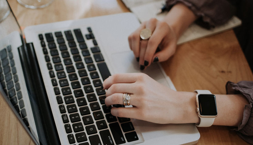 Woman working at a laptop